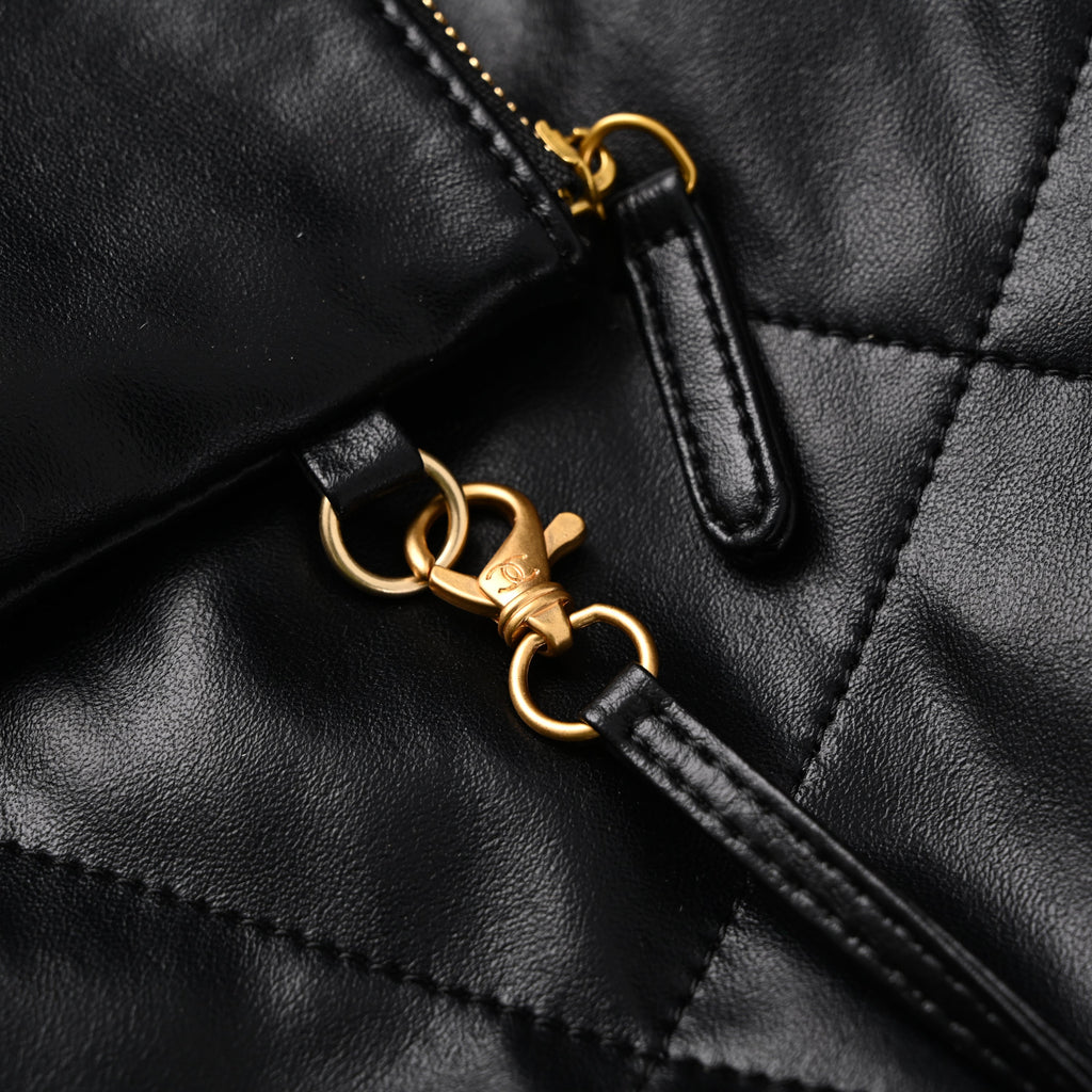 19 Flap Bag  Black Quilted Lambskin with Gold & Ruthenium Hardware