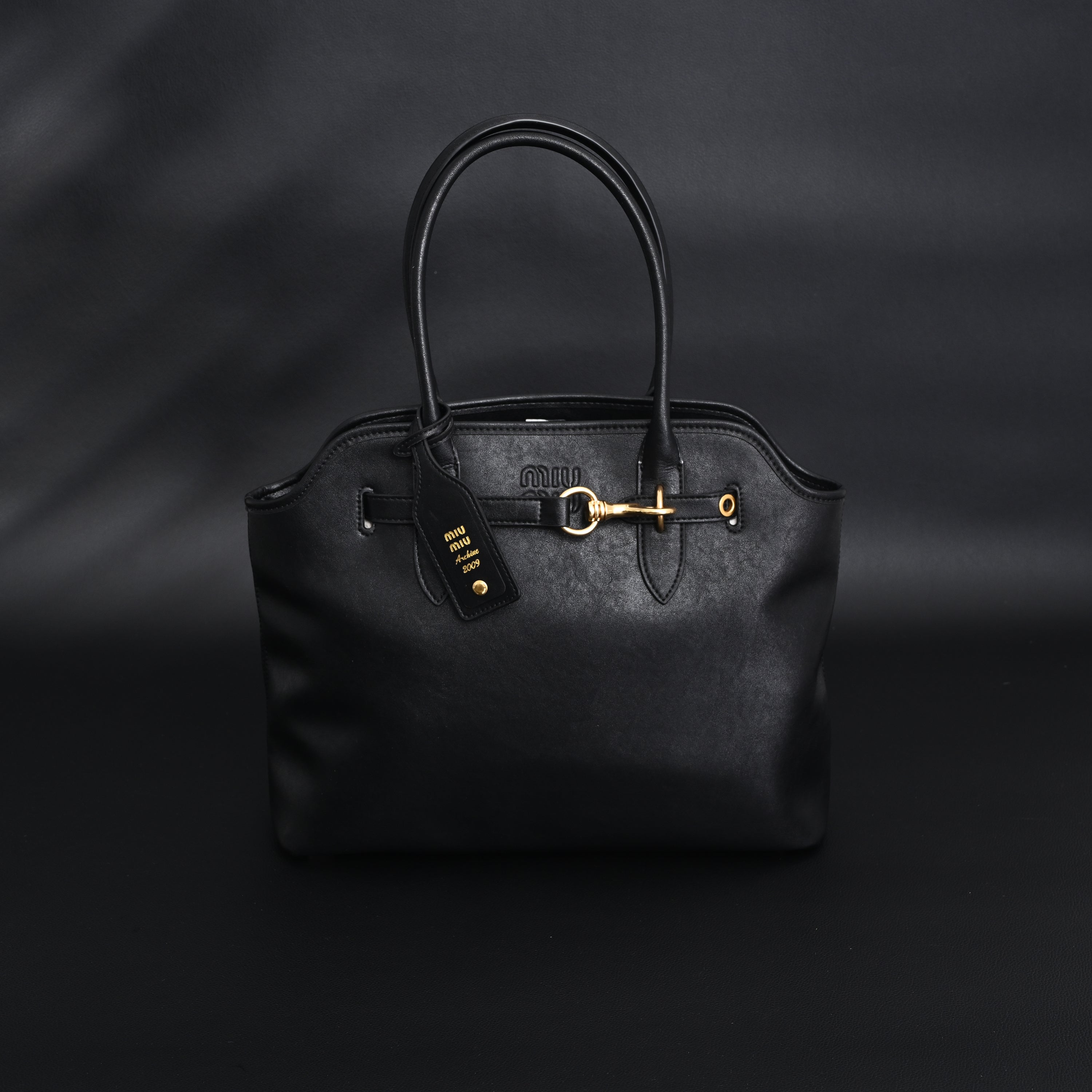 Miu Miu Leather Tote Bag  Classic Black