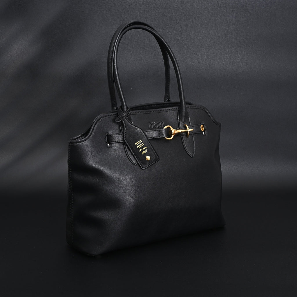 Miu Miu Leather Tote Bag  Classic Black