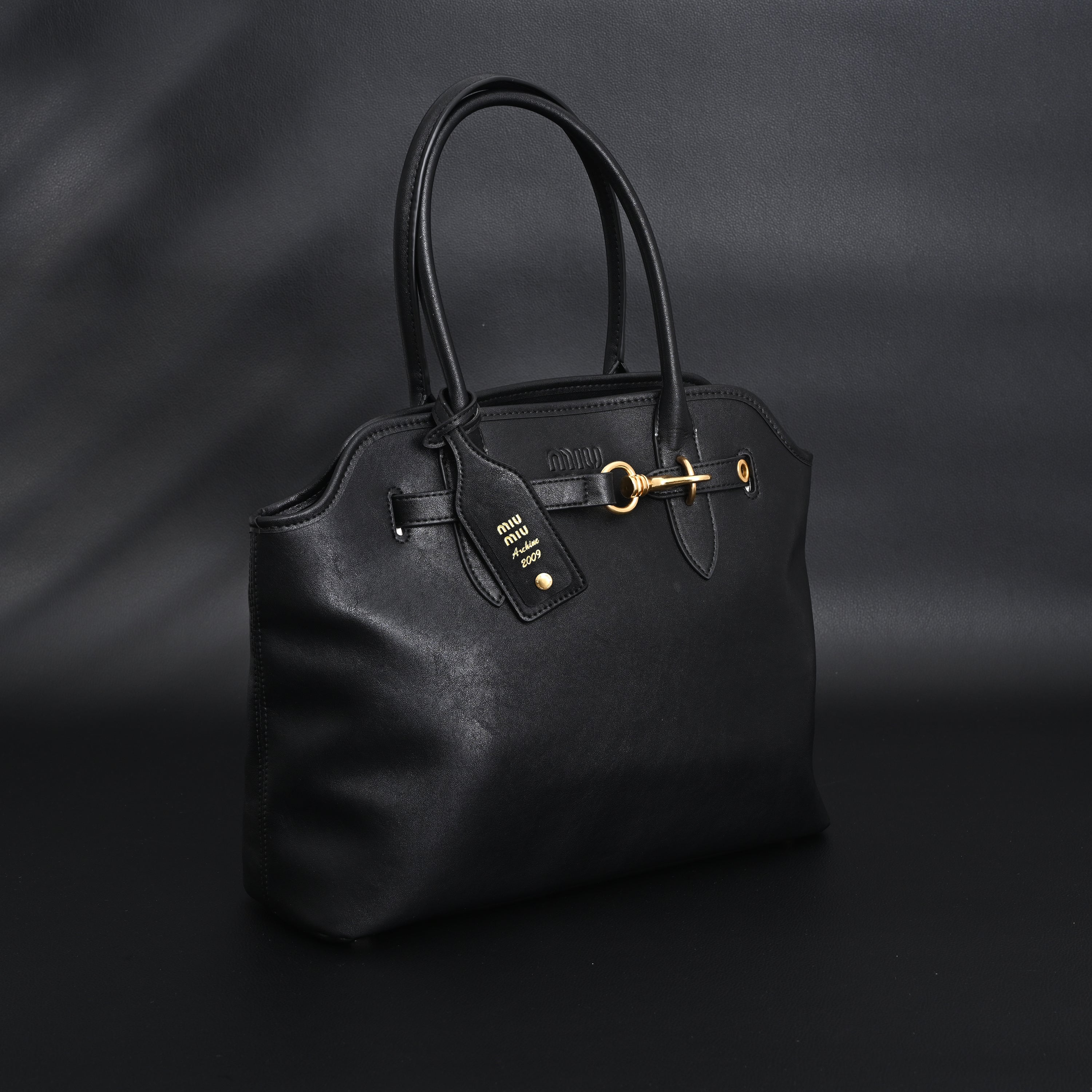 Miu Miu Leather Tote Bag  Classic Black