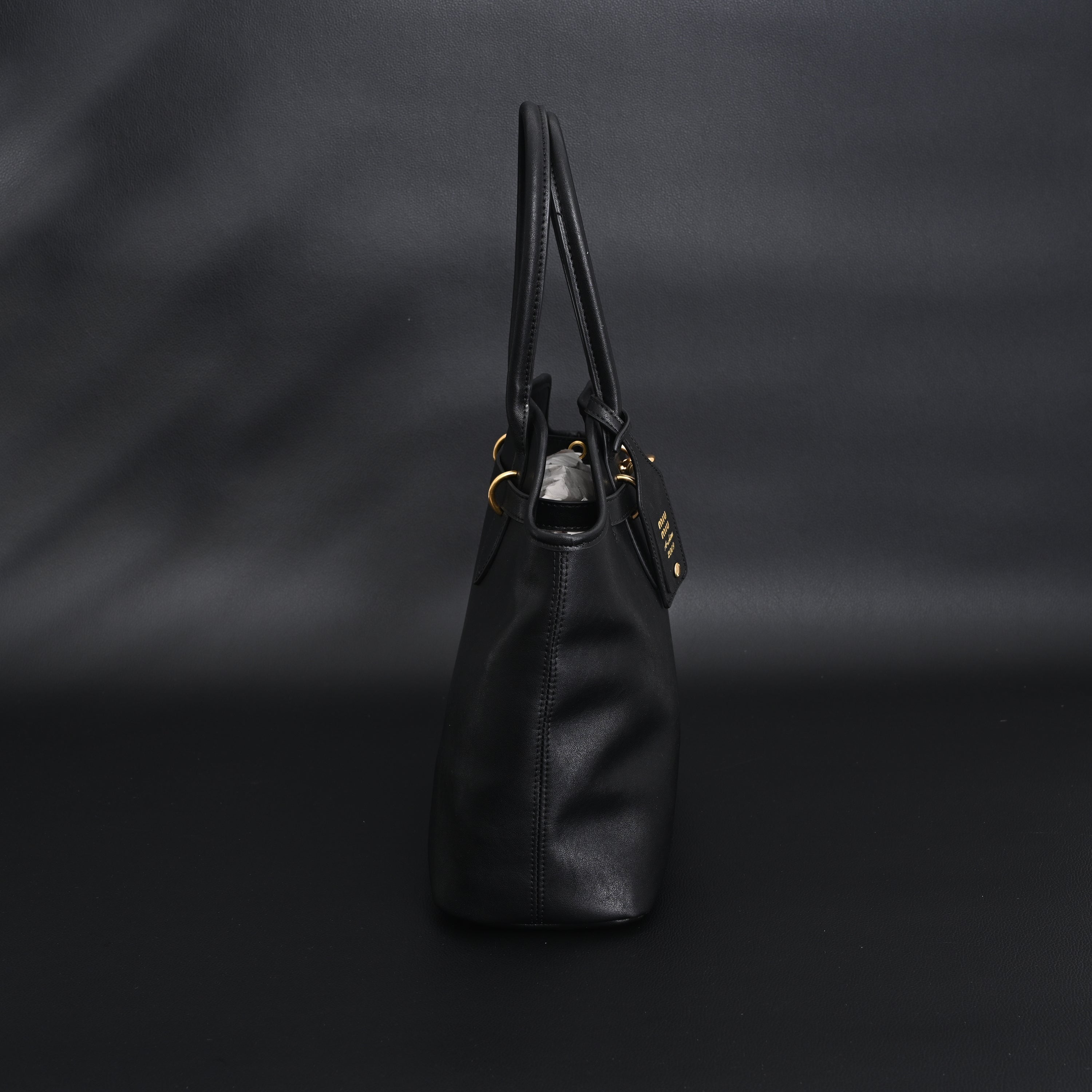 Miu Miu Leather Tote Bag  Classic Black