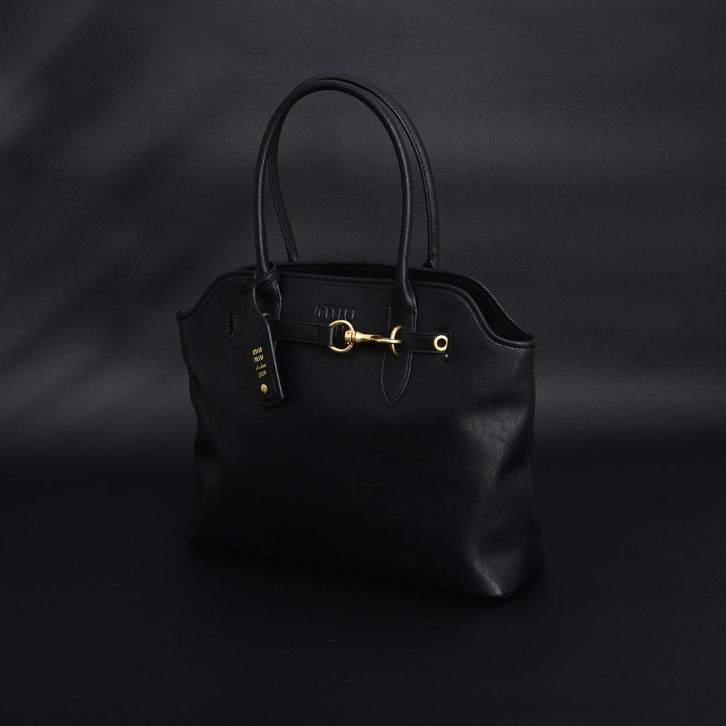 Miu Miu Leather Tote Bag  Classic Black