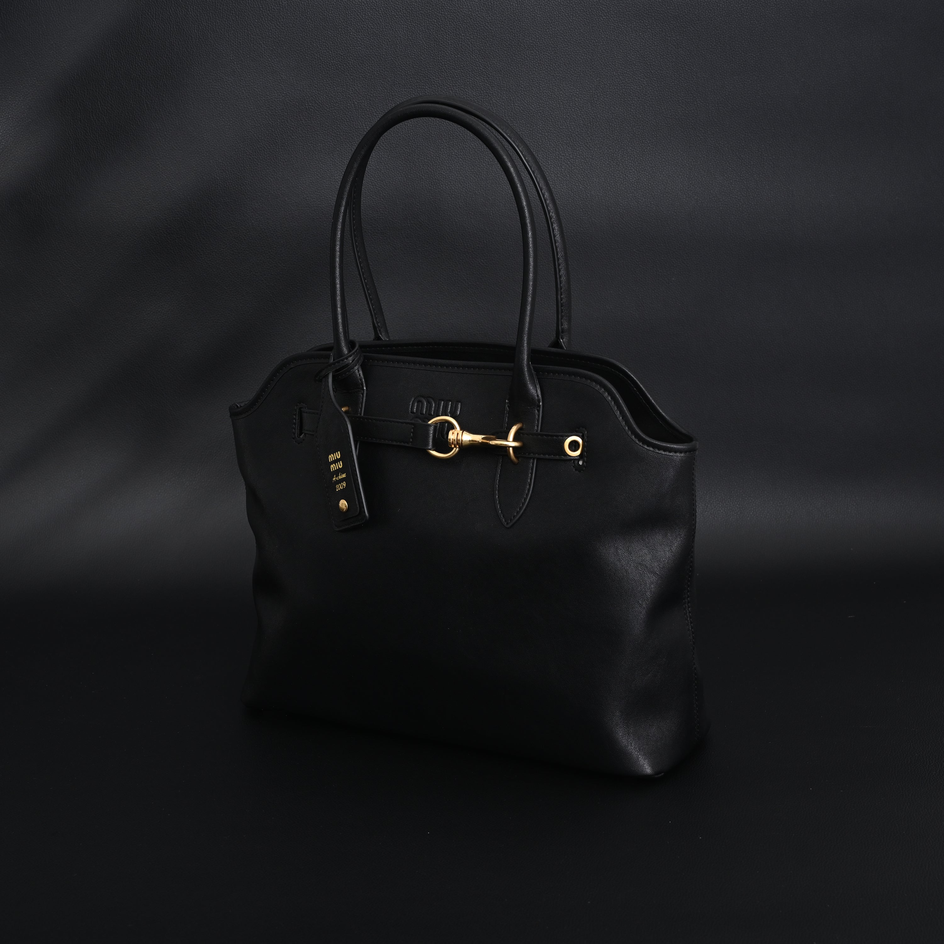 Miu Miu Leather Tote Bag  Classic Black