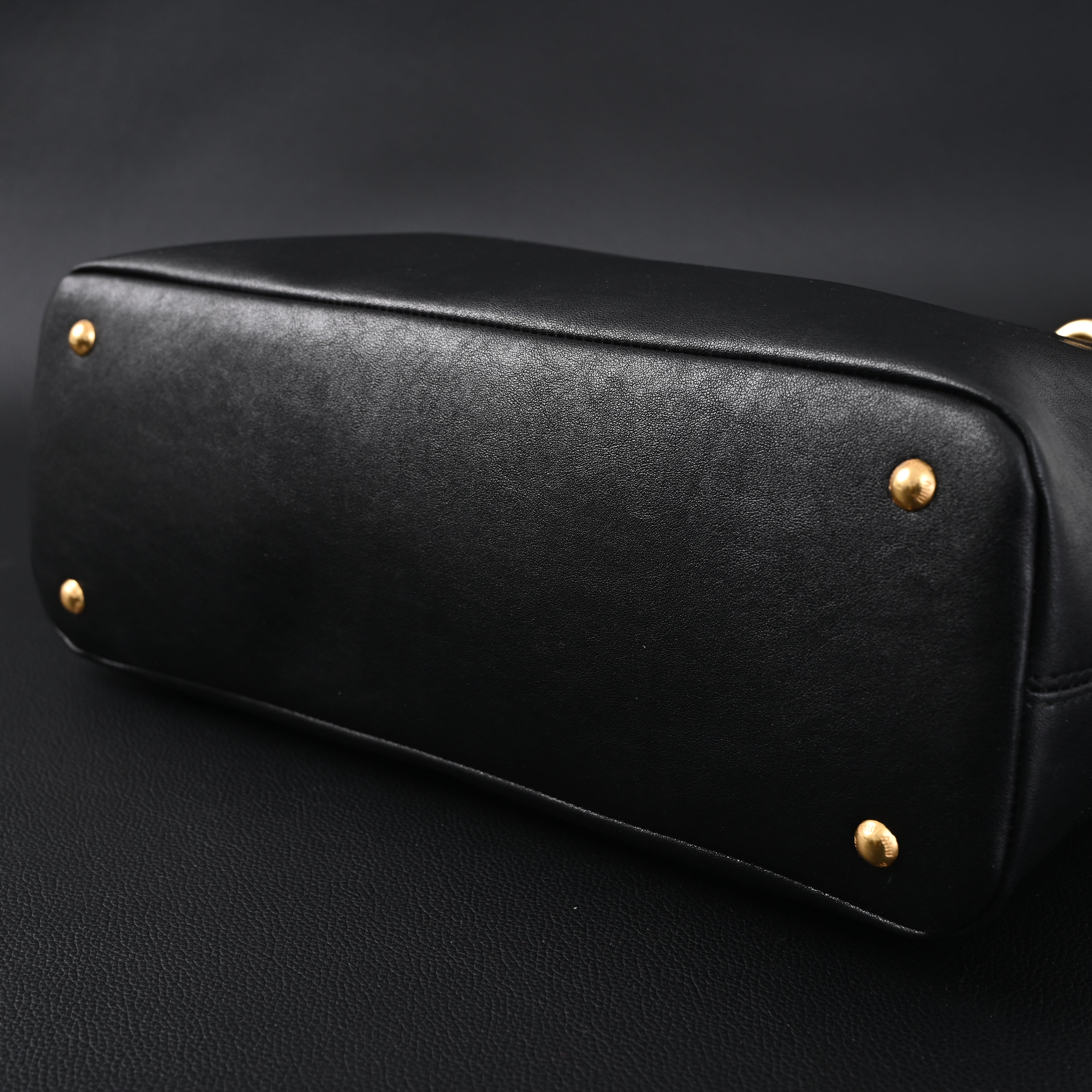 Miu Miu Leather Tote Bag  Classic Black