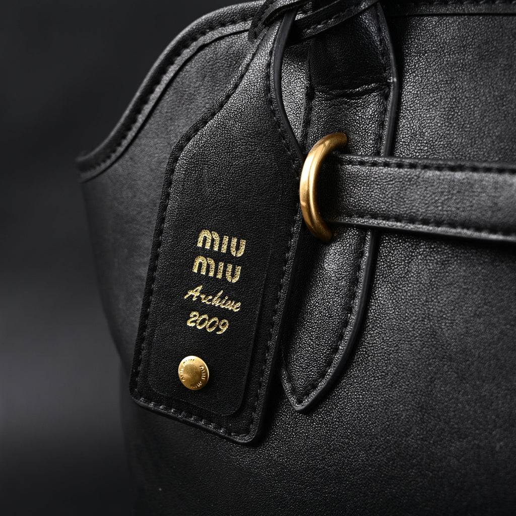 Miu Miu Leather Tote Bag  Classic Black