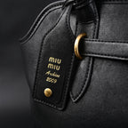 Miu Miu Leather Tote Bag  Classic Black
