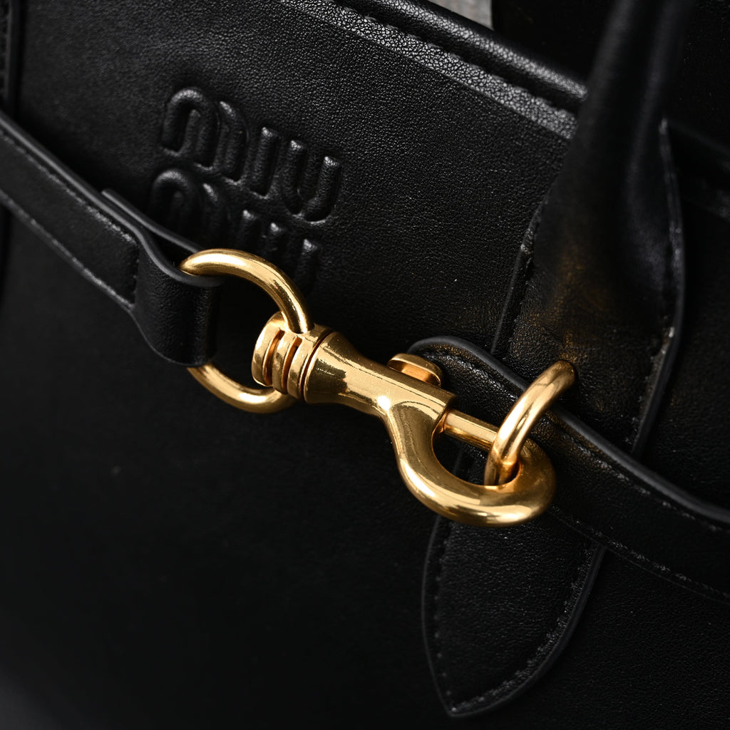 Miu Miu Leather Tote Bag  Classic Black