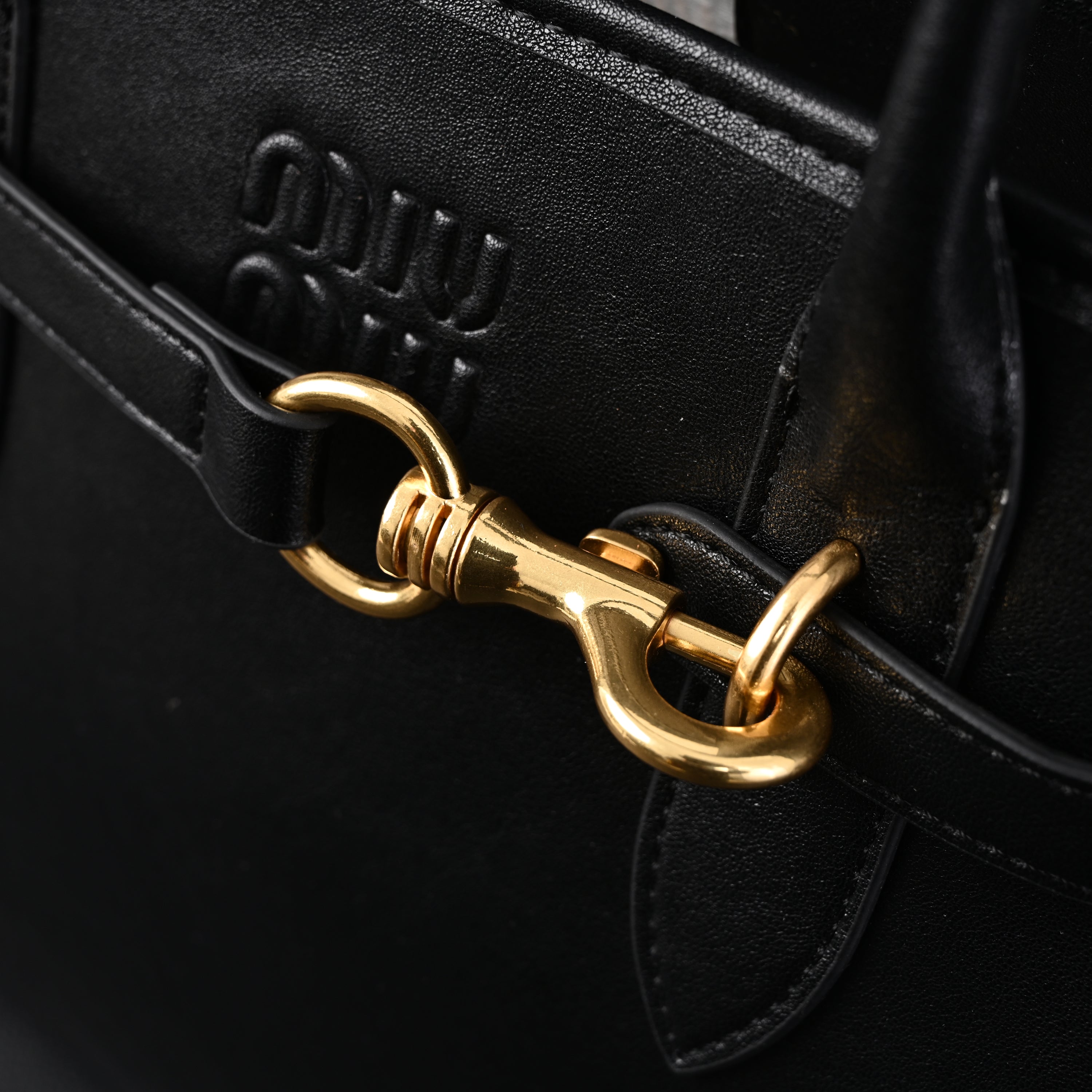 Miu Miu Leather Tote Bag  Classic Black