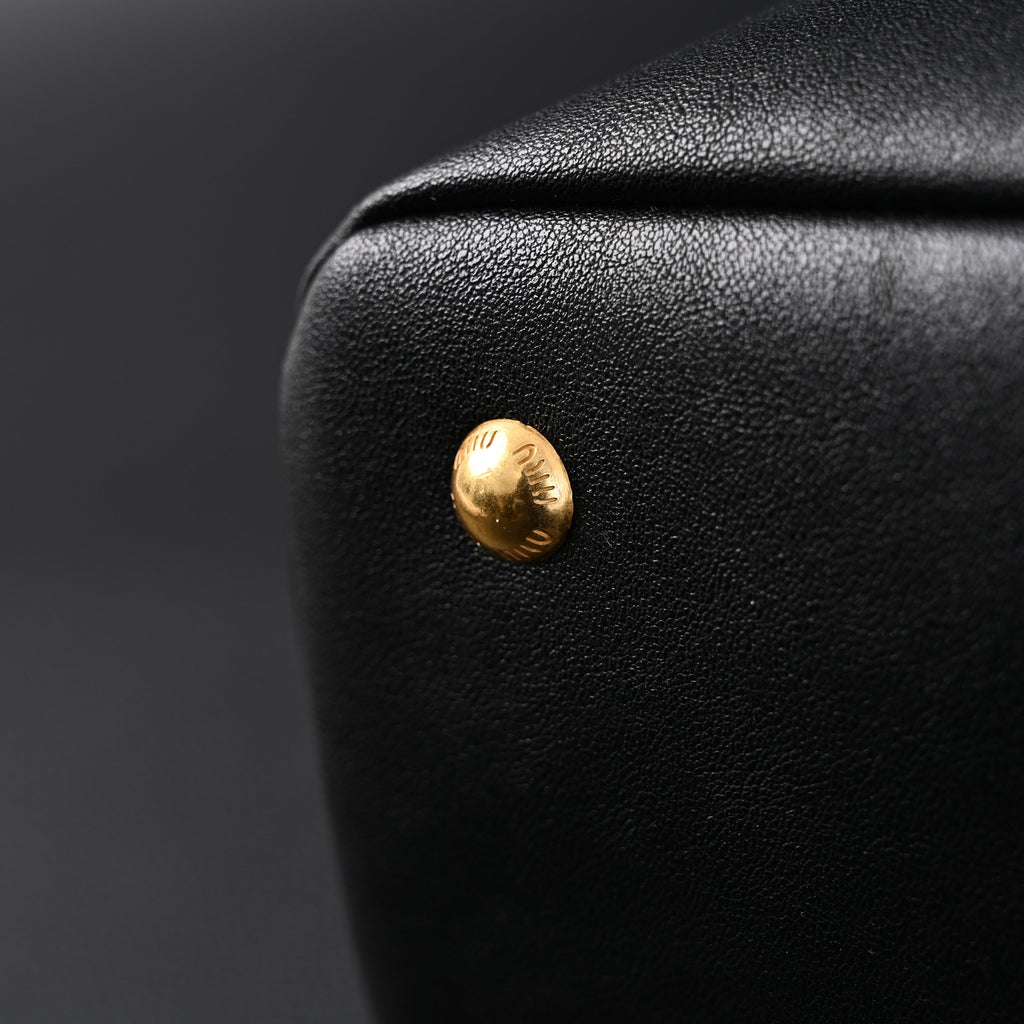 Miu Miu Leather Tote Bag  Classic Black