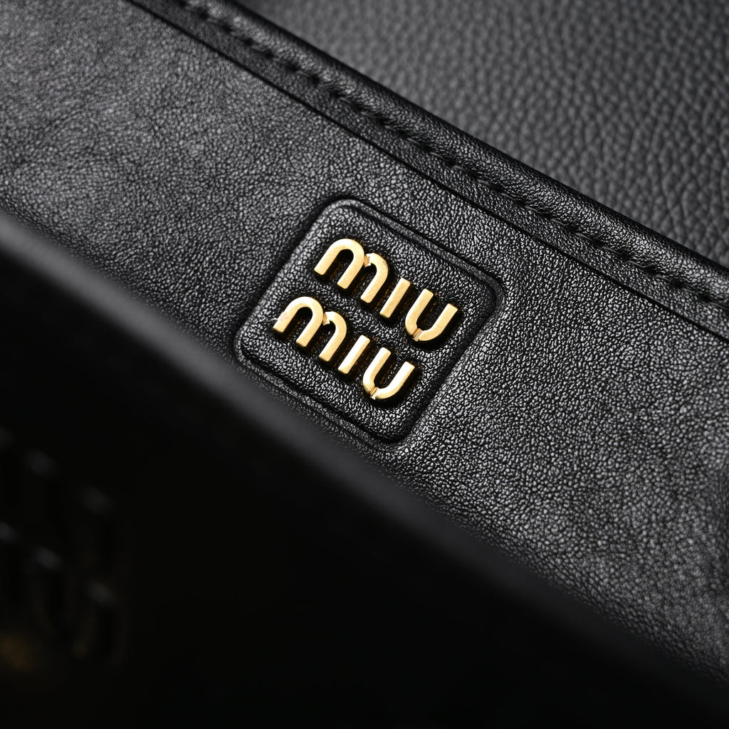 Miu Miu Leather Tote Bag  Classic Black