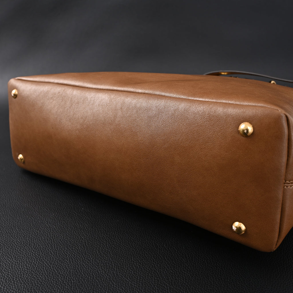 Miu Miu Leather Tote Bag  Elegant Caramel Brown