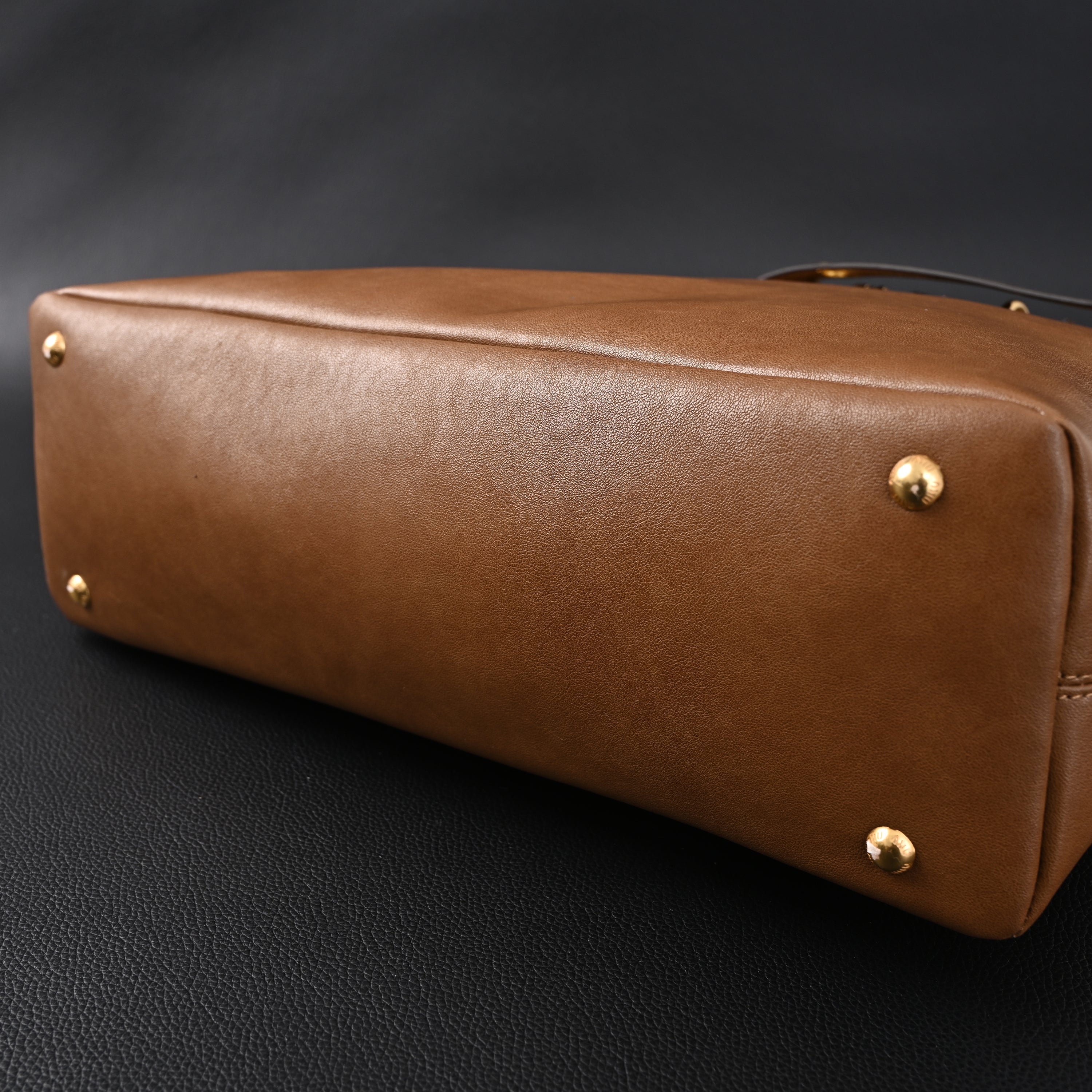 Miu Miu Leather Tote Bag  Elegant Caramel Brown