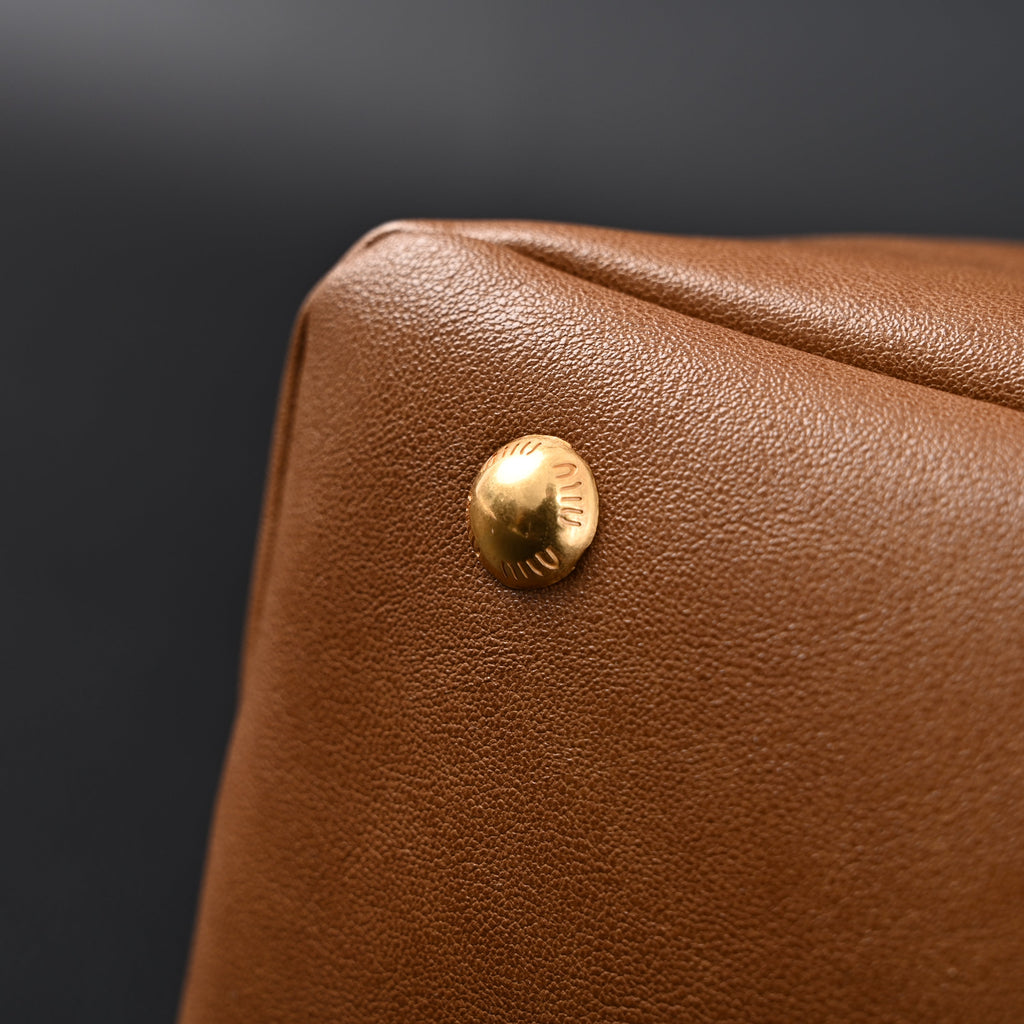 Miu Miu Leather Tote Bag  Elegant Caramel Brown