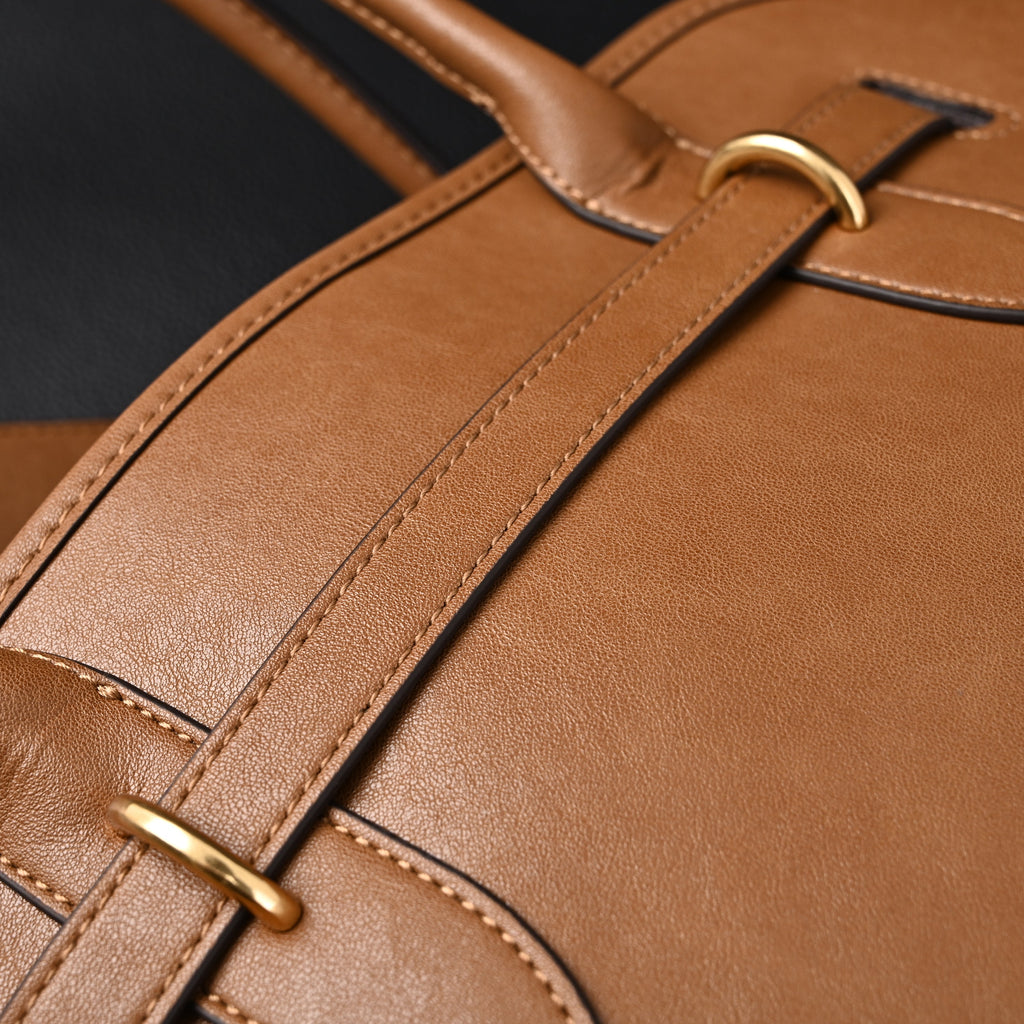 Miu Miu Leather Tote Bag  Elegant Caramel Brown