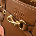 Miu Miu Leather Tote Bag  Elegant Caramel Brown