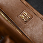 Miu Miu Leather Tote Bag  Elegant Caramel Brown