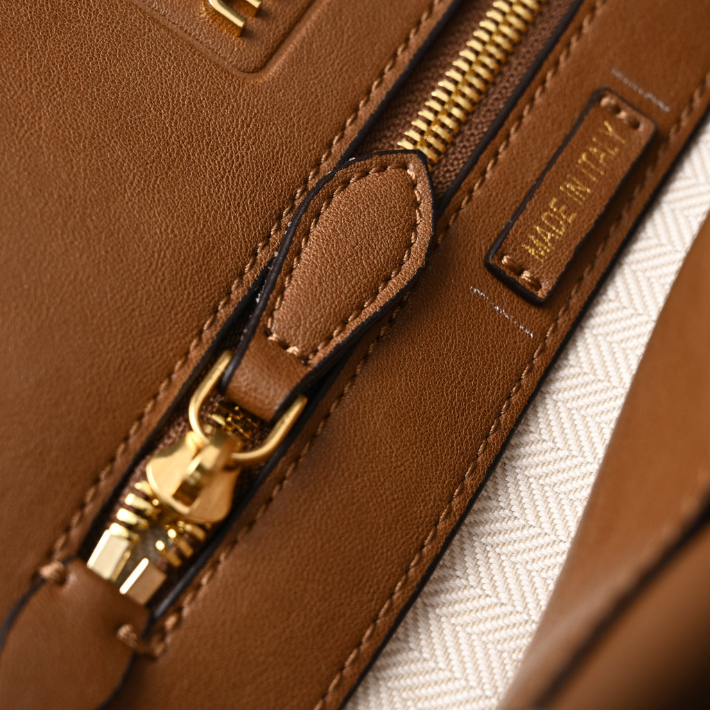 Miu Miu Leather Tote Bag  Elegant Caramel Brown