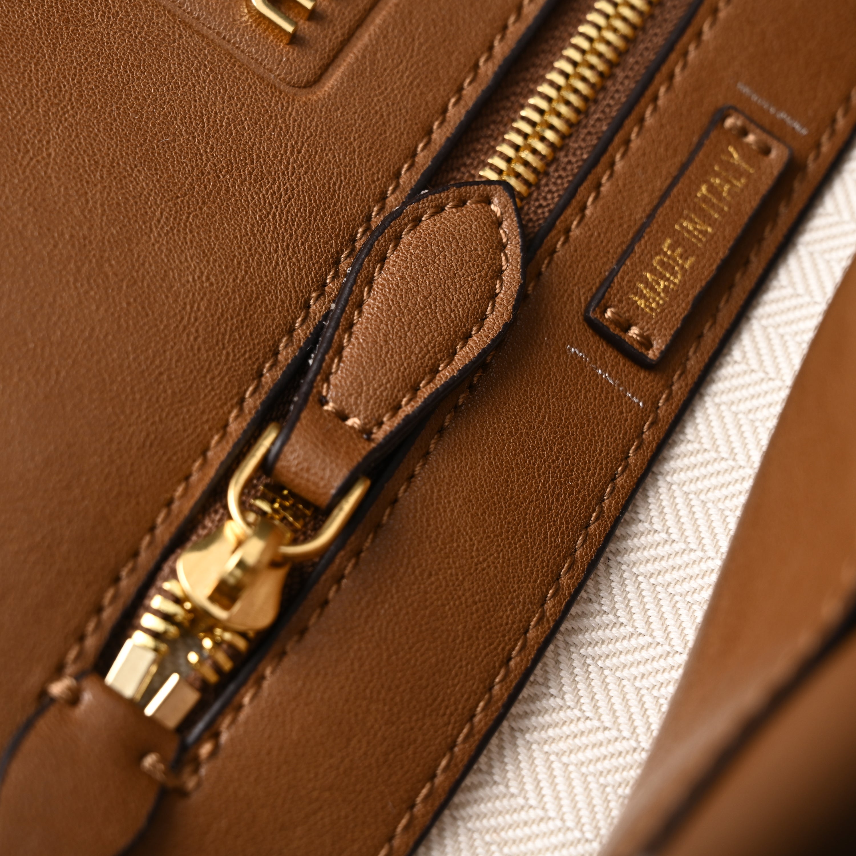 Miu Miu Leather Tote Bag  Elegant Caramel Brown