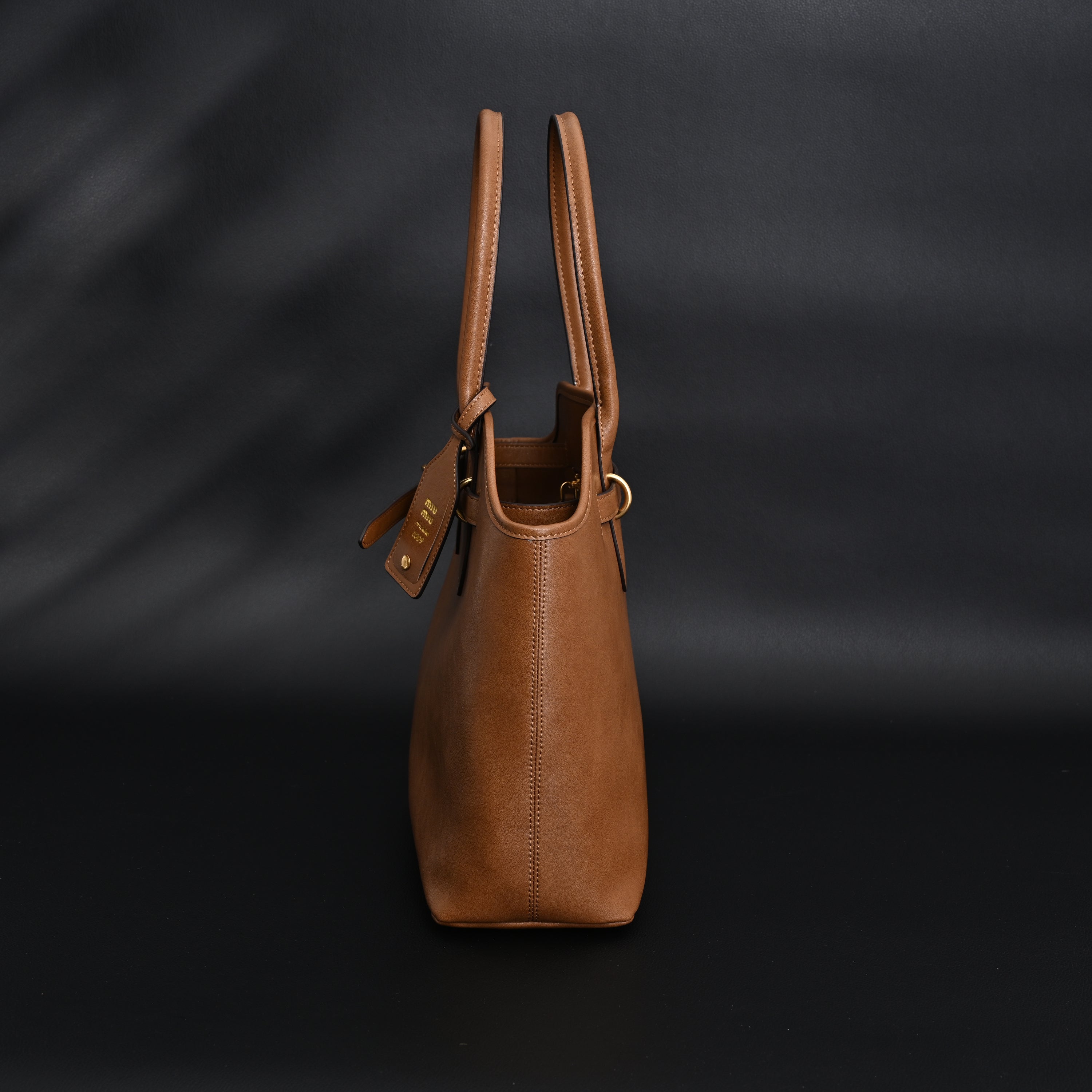 Miu Miu Leather Tote Bag  Elegant Caramel Brown