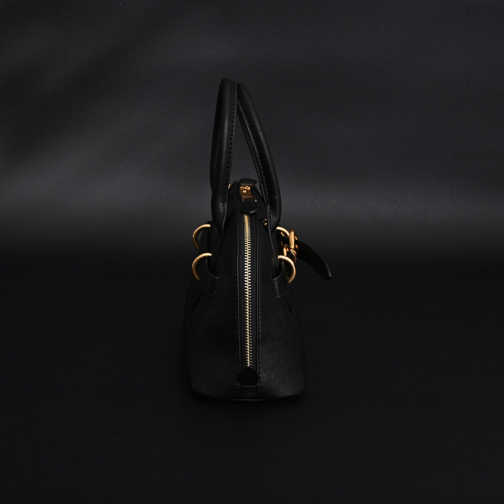 Miu Miu Black Leather Satchel Bag  Medium Structured Tote