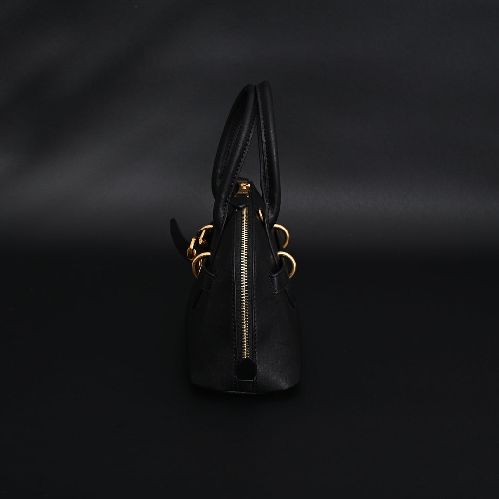 Miu Miu Black Leather Satchel Bag  Medium Structured Tote