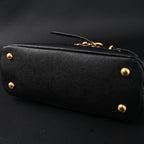 Miu Miu Black Leather Satchel Bag  Medium Structured Tote