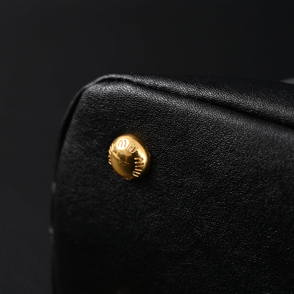 Miu Miu Black Leather Satchel Bag  Medium Structured Tote