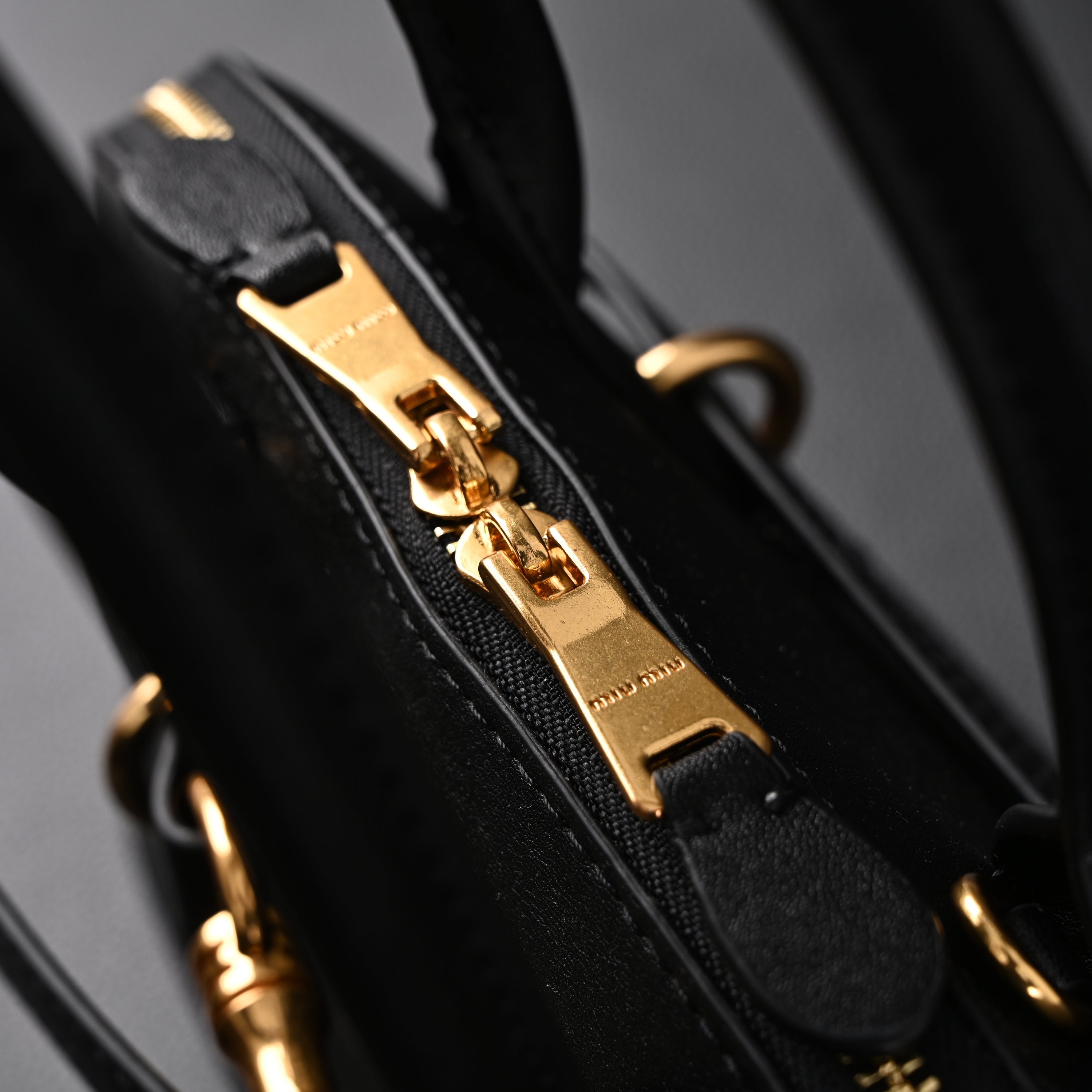 Miu Miu Black Leather Satchel Bag  Medium Structured Tote