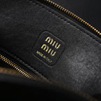 Miu Miu Black Leather Satchel Bag  Medium Structured Tote