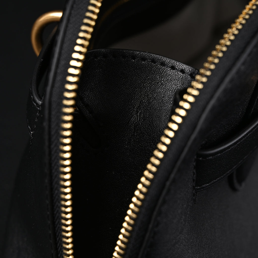 Miu Miu Black Leather Satchel Bag  Medium Structured Tote