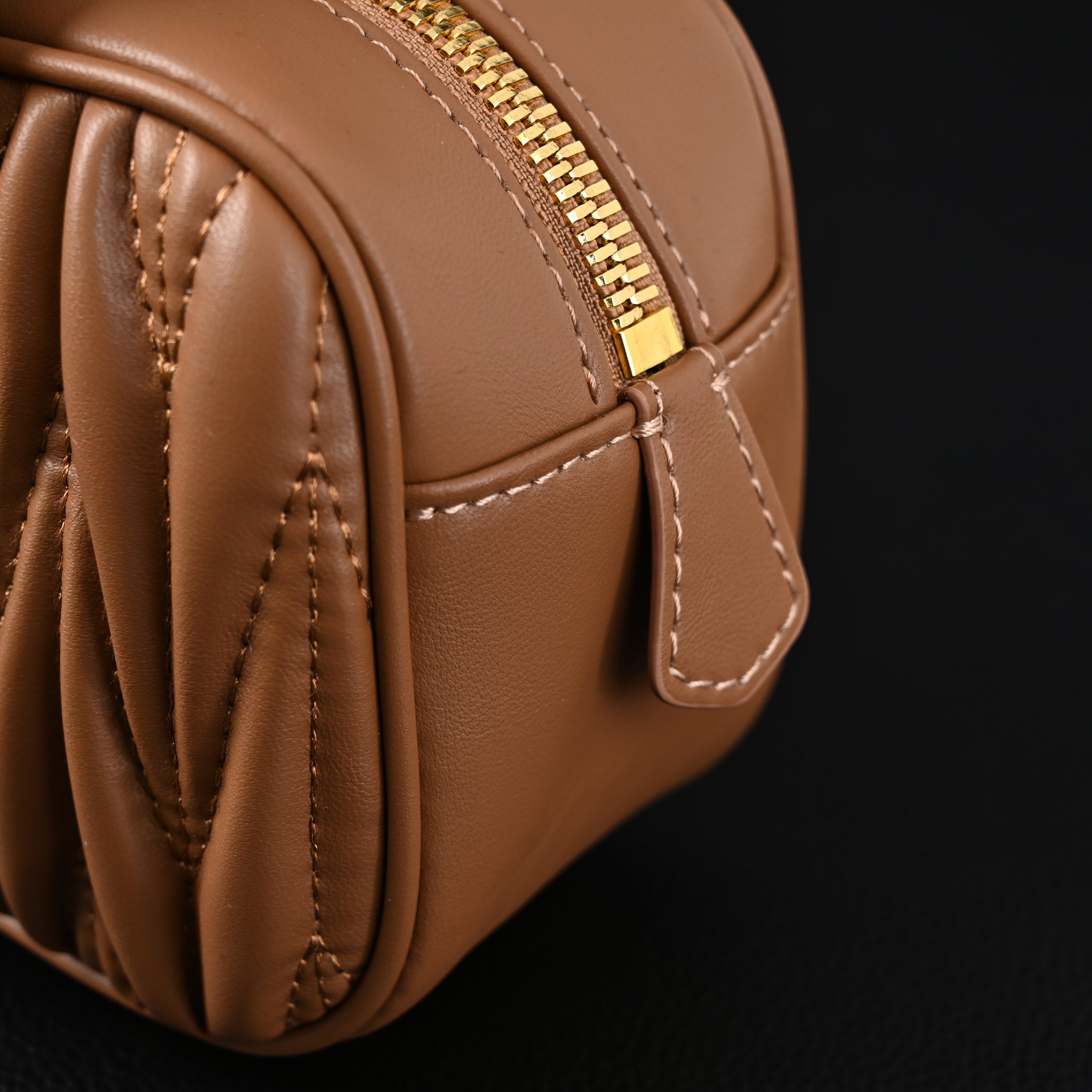 Miu Miu Matelass Leather Top Handle Bag  Caramel Brown