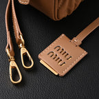 Miu Miu Matelass Leather Top Handle Bag  Caramel Brown