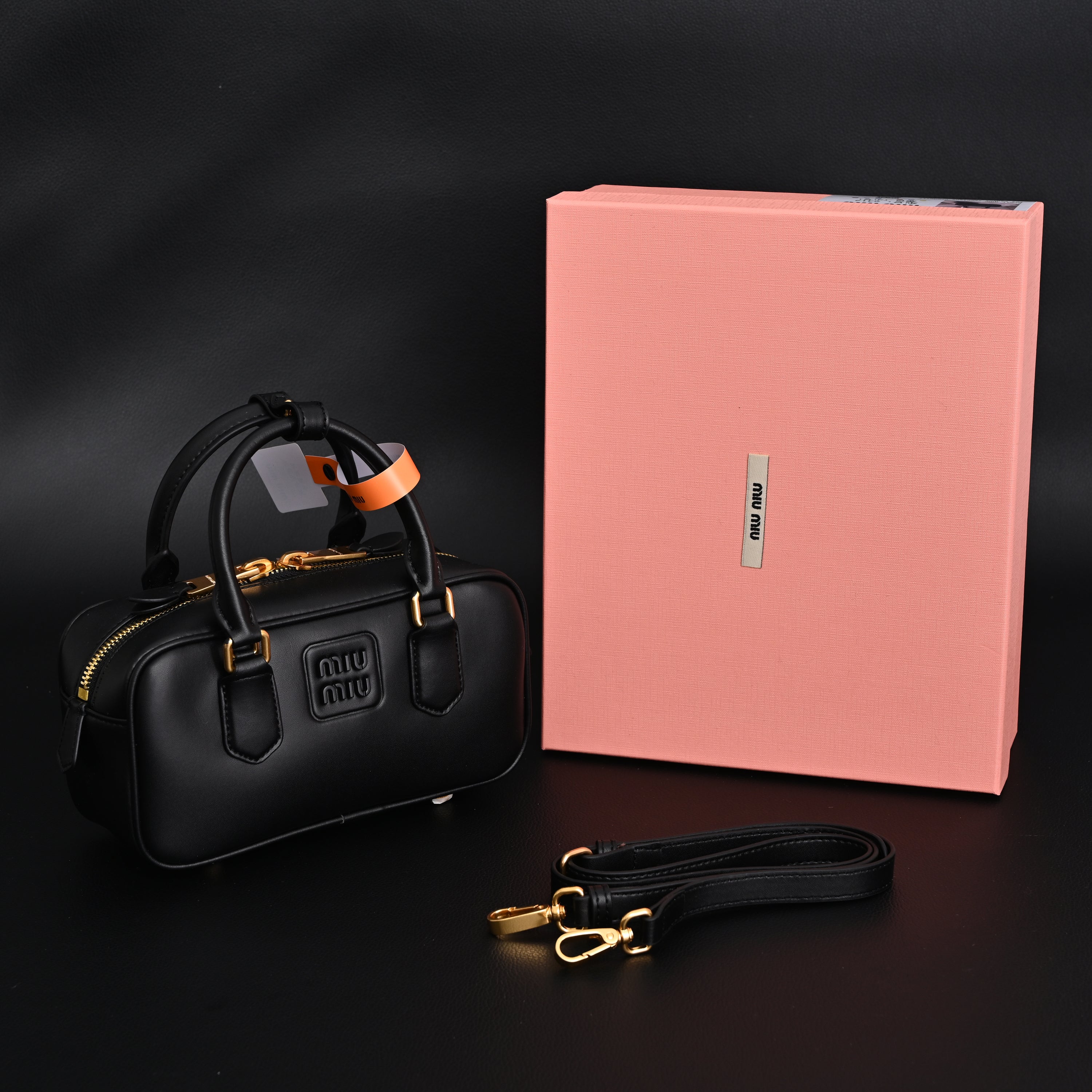 Miu Miu Black Matelass Leather Satchel Bag  Mini Top Handle