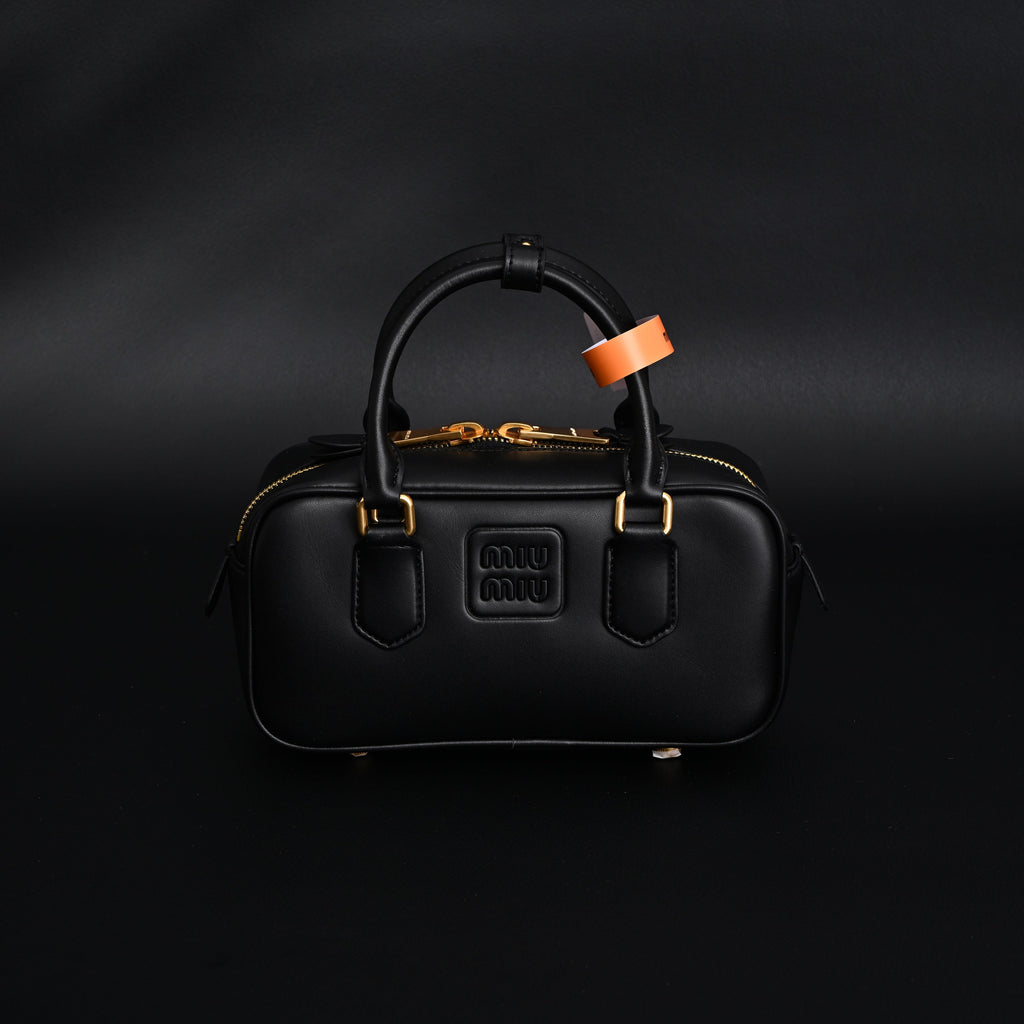 Miu Miu Leather Top Handle Satchel  Classic Black