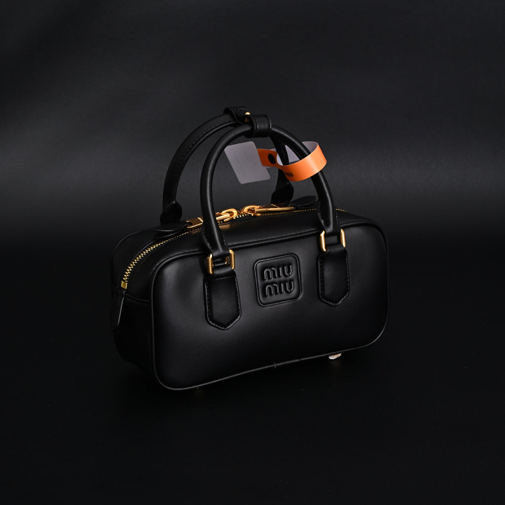 Miu Miu Black Matelass Leather Satchel Bag  Mini Top Handle