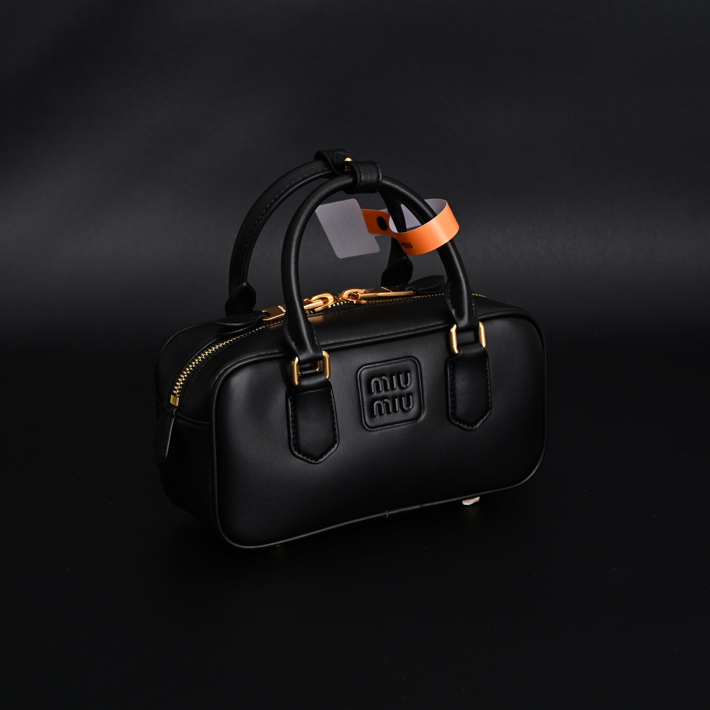 Miu Miu Black Matelass Leather Satchel Bag  Mini Top Handle