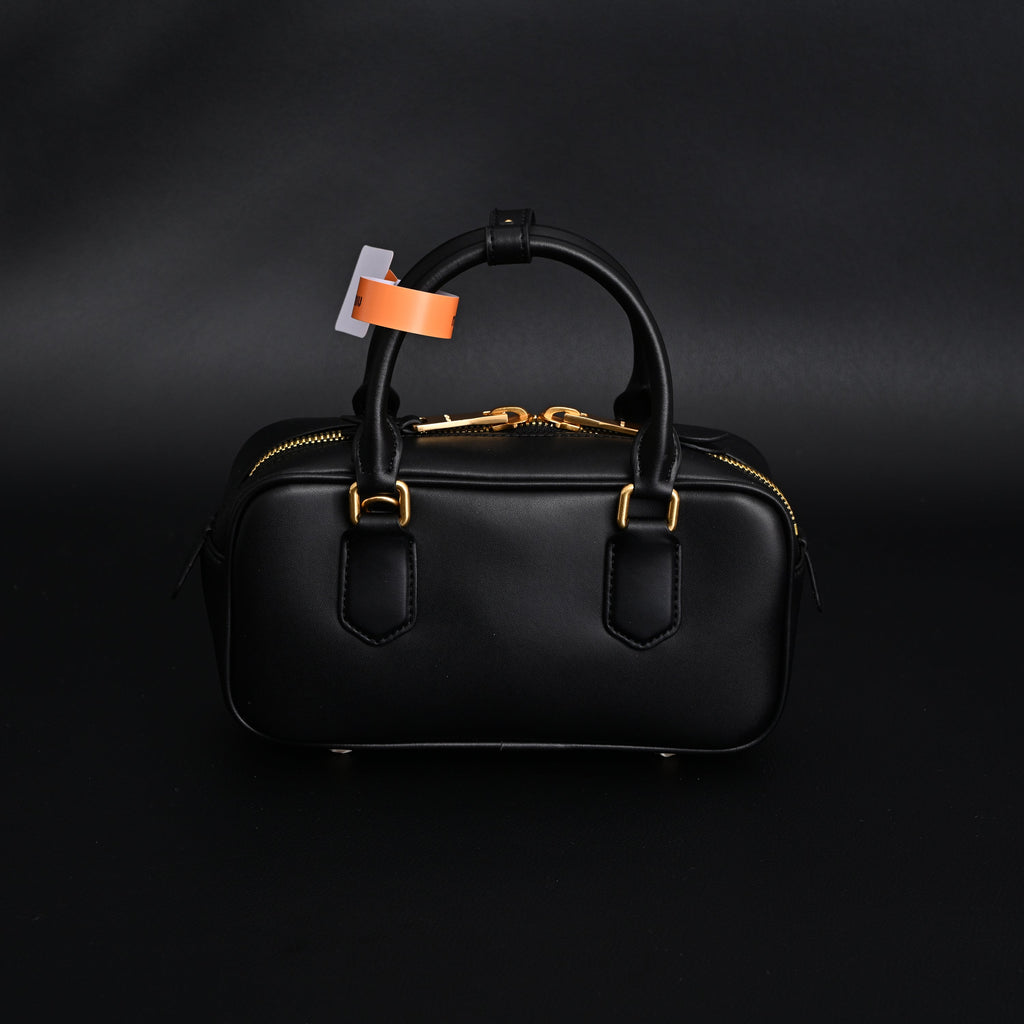 Miu Miu Black Matelass Leather Satchel Bag  Mini Top Handle