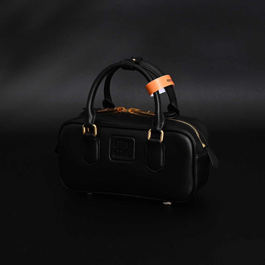 Miu Miu Leather Top Handle Satchel  Classic Black