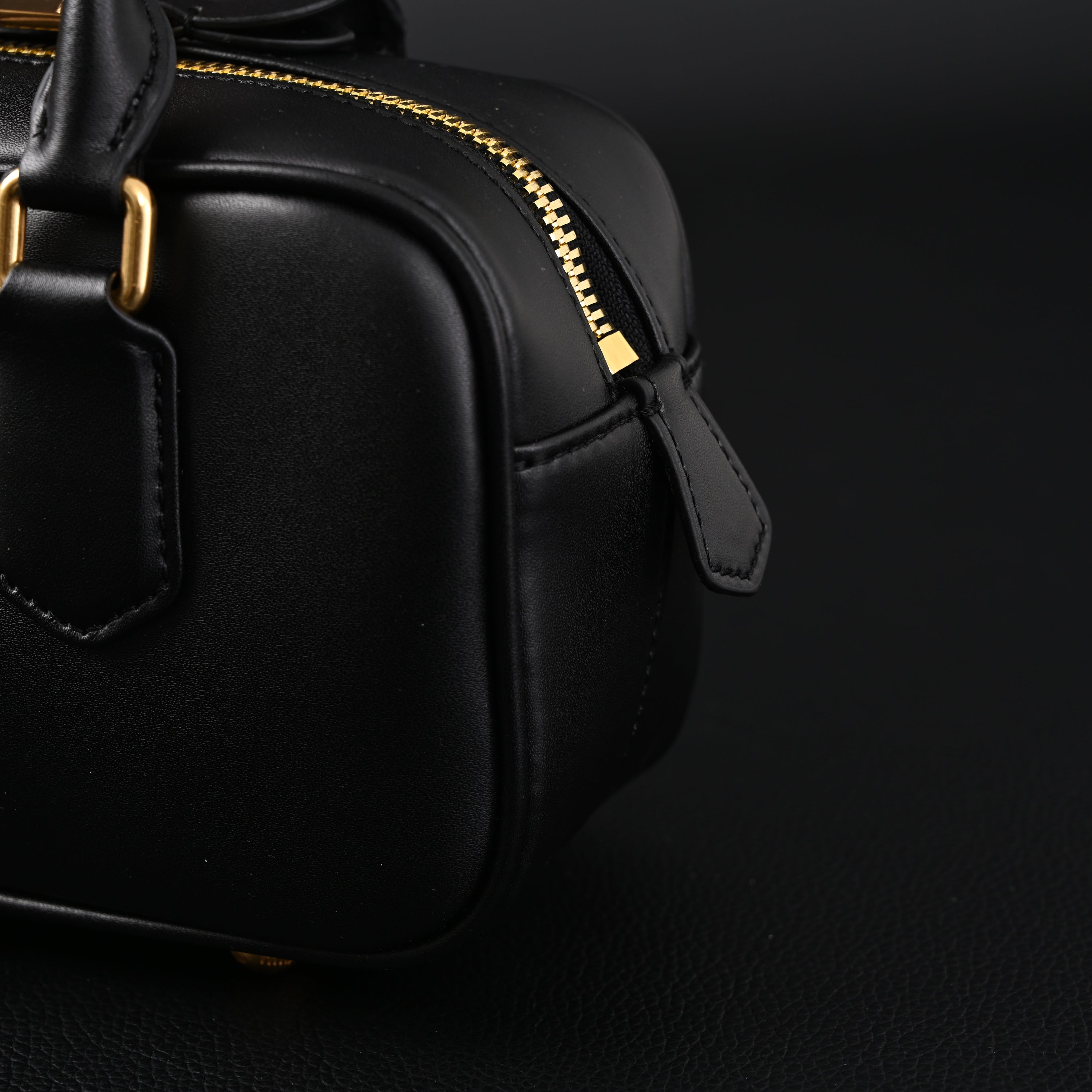 Miu Miu Black Matelass Leather Satchel Bag  Mini Top Handle