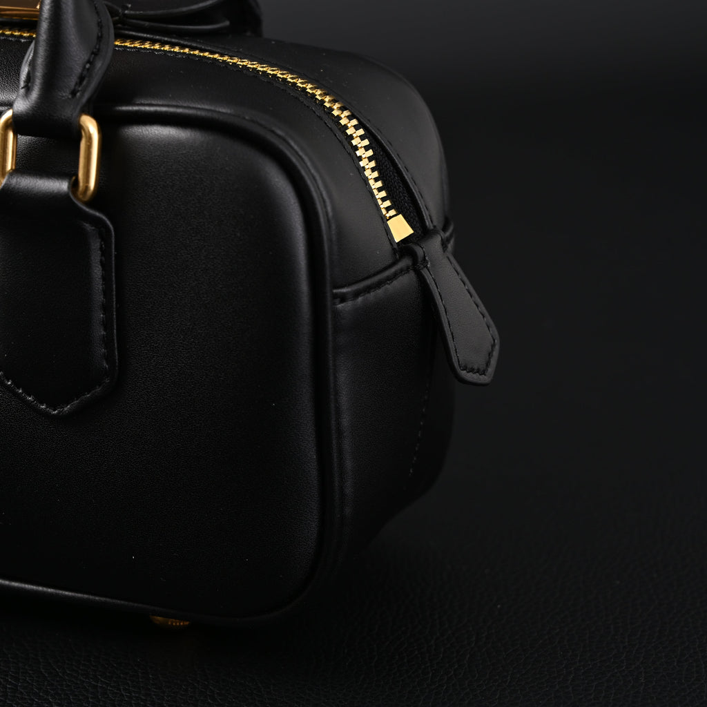 Miu Miu Leather Top Handle Satchel  Classic Black