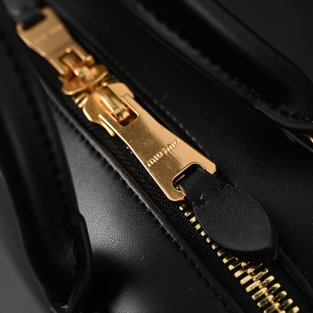 Miu Miu Black Matelass Leather Satchel Bag  Mini Top Handle