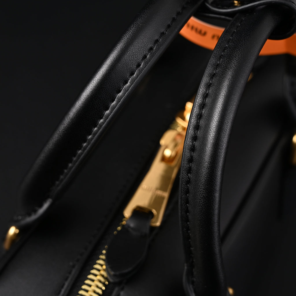Miu Miu Black Matelass Leather Satchel Bag  Mini Top Handle