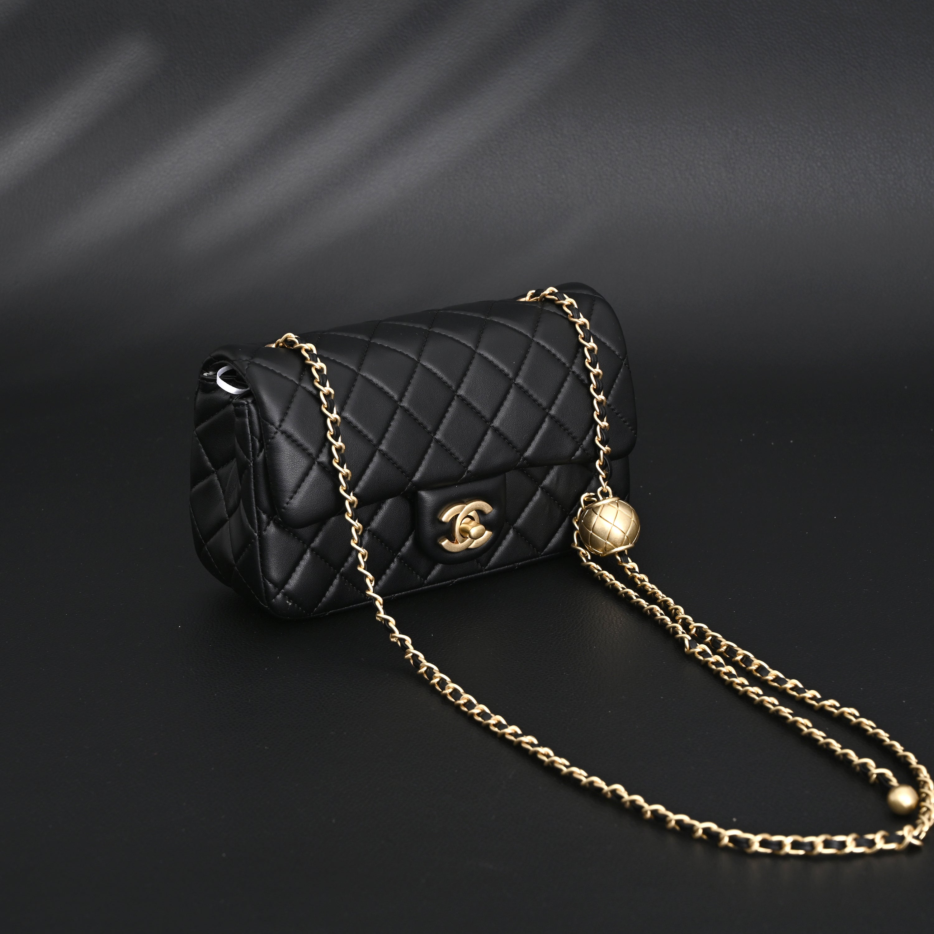 Classic Flap Mini Bag  Black Quilted Lambskin with Gold-Tone Hardware