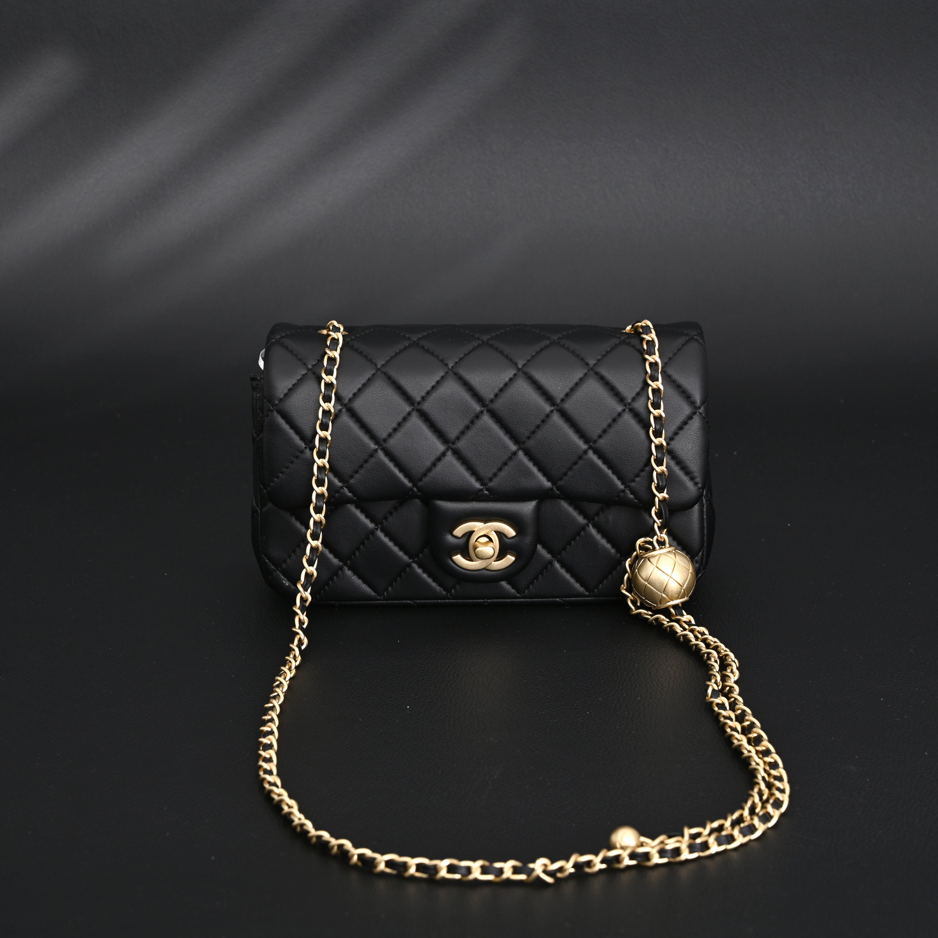 Classic Flap Mini Bag  Black Quilted Lambskin with Gold-Tone Hardware