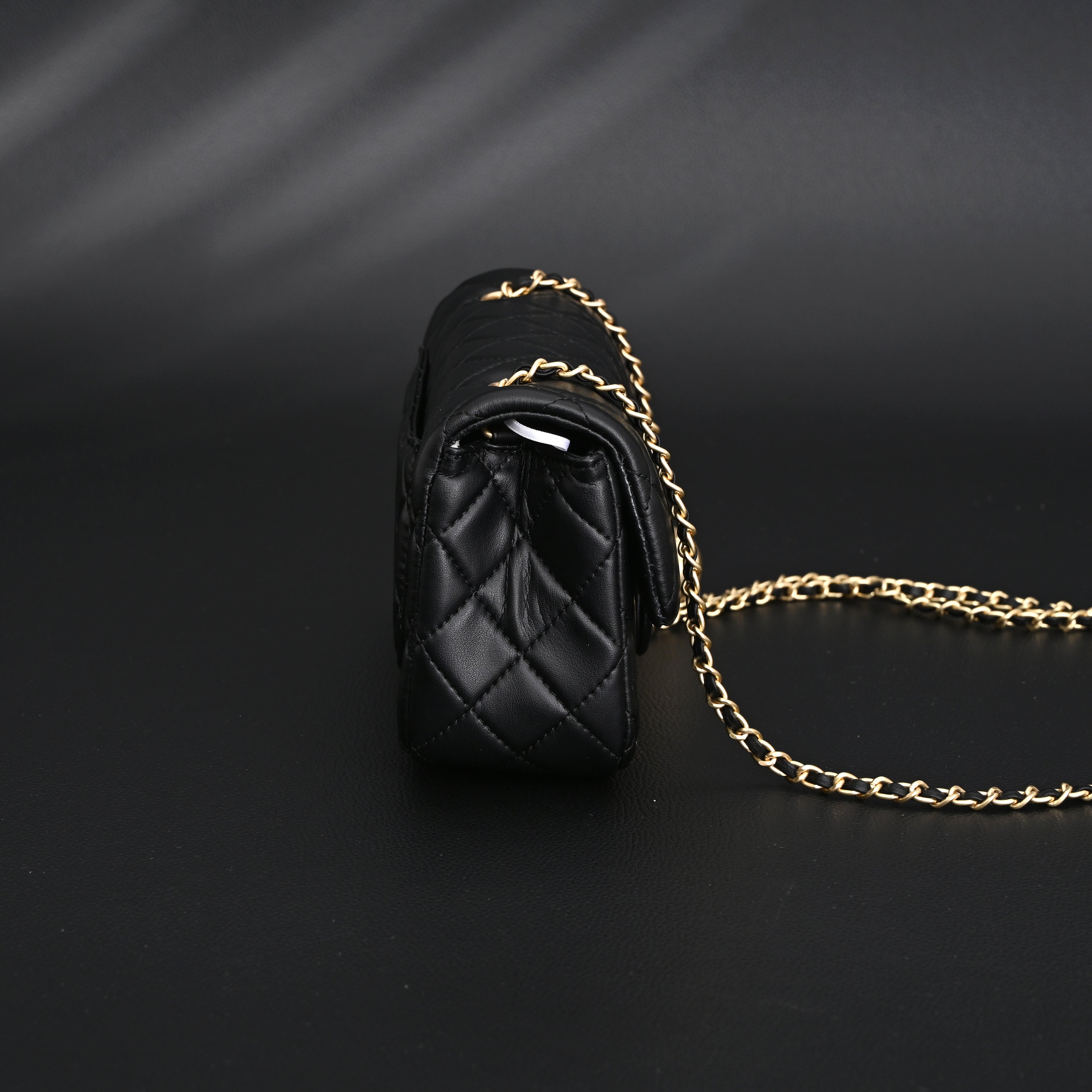 Classic Flap Mini Bag  Black Quilted Lambskin with Gold-Tone Hardware