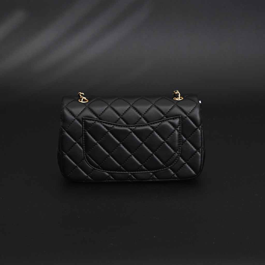 Classic Flap Mini Bag  Black Quilted Lambskin with Gold-Tone Hardware