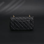 Classic Flap Mini Bag  Black Quilted Lambskin with Gold-Tone Hardware