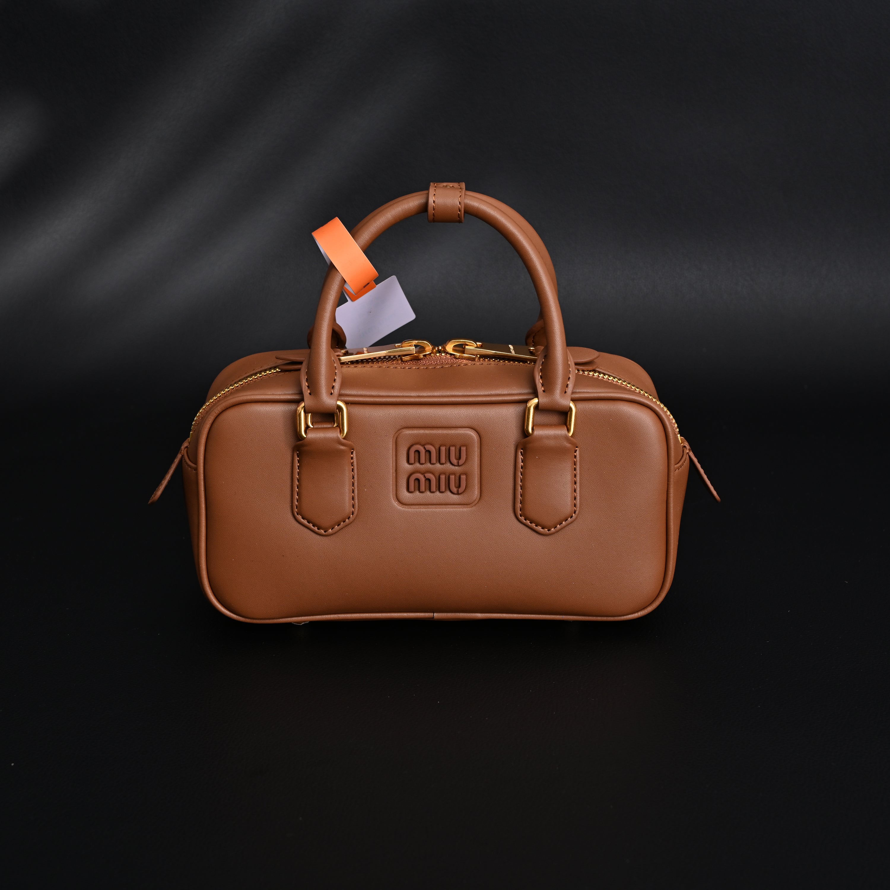 Miu Miu Leather Top Handle Satchel  Caramel Brown
