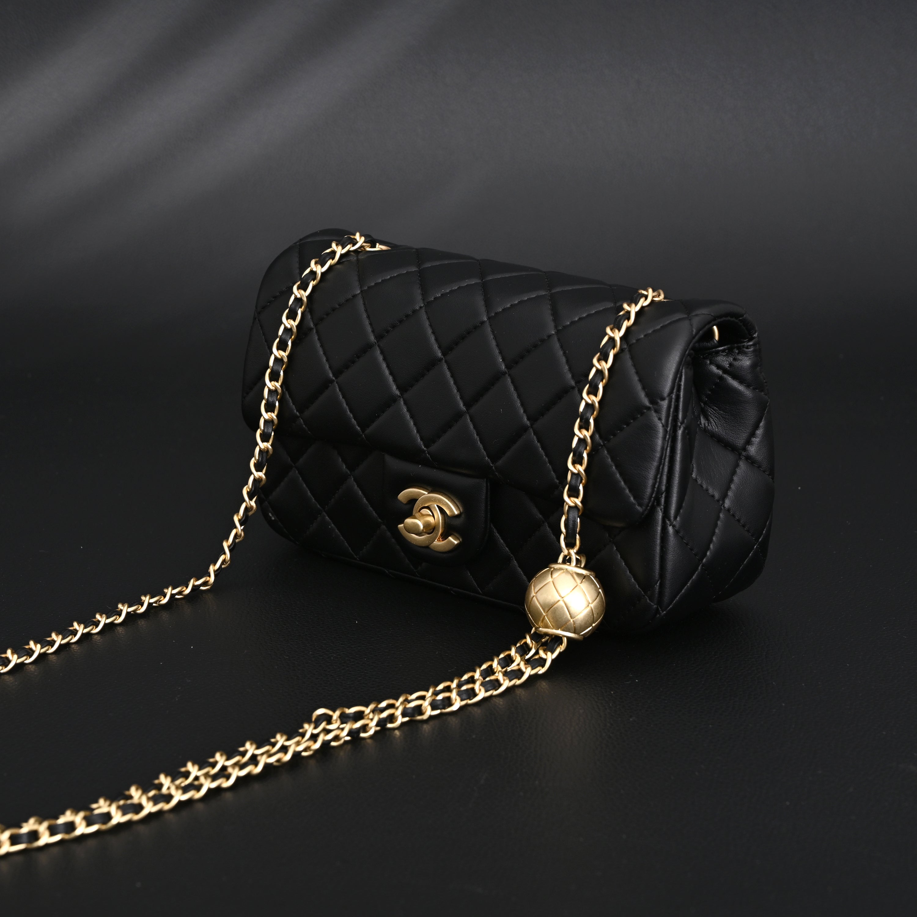 Classic Flap Mini Bag  Black Quilted Lambskin with Gold-Tone Hardware