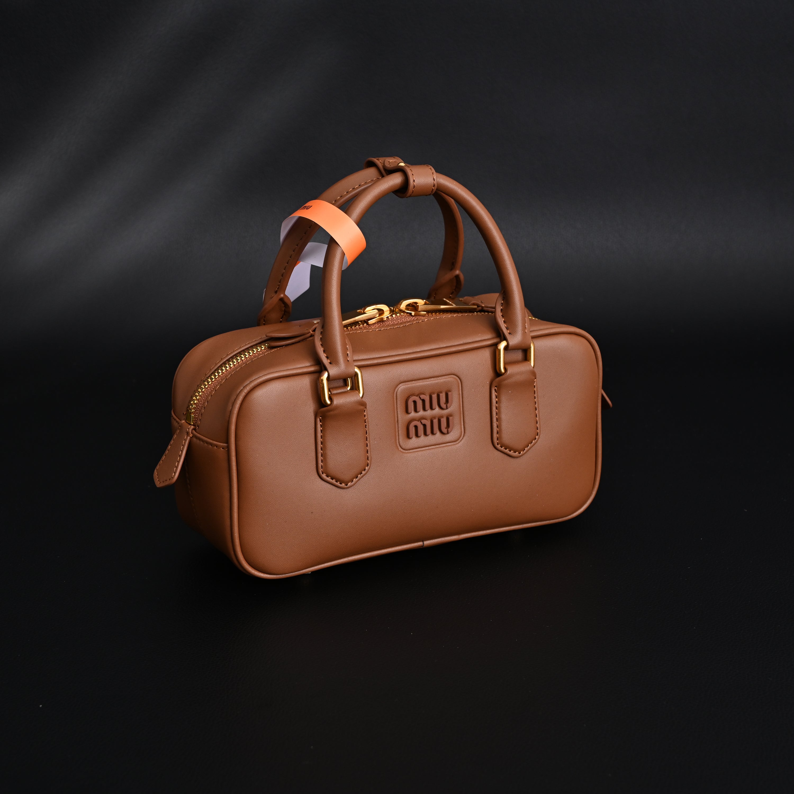 Miu Miu Leather Top Handle Satchel  Caramel Brown